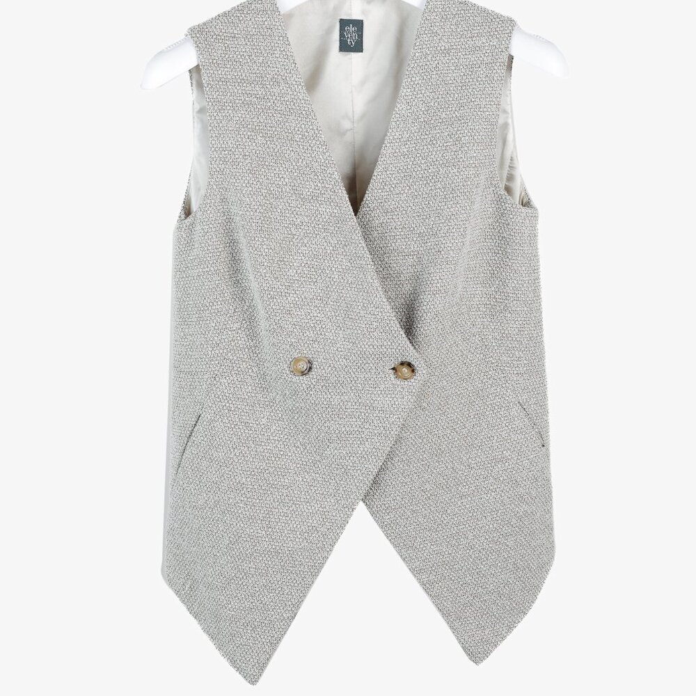 Eleventy Brown Cotton-Blend Tweed Double-Breasted Vest